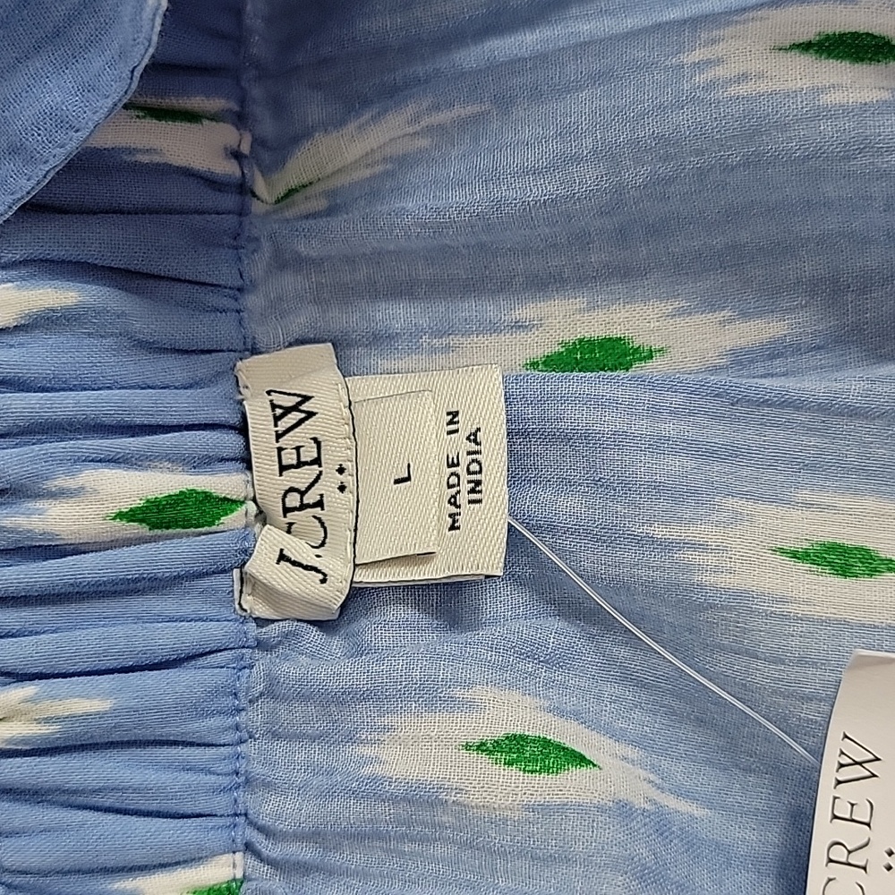 J. Crew Women's Blue White Green W/ Bow Accent Sleeveless Top, L NWT - Picture 4 of 7
